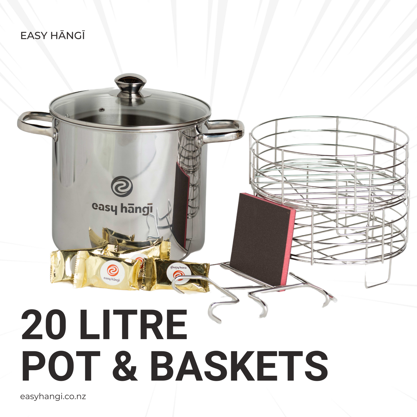 Triply 20L Easy Hāngī Cooking Kit + 4 FREE Flavour Stick Packs